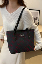 Bow Trim Polyester Tote Bag - Tote Bag by Trendsi | Available at Handbags Specialist Headquarter