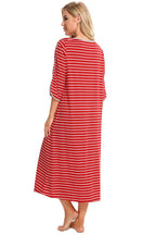 Round Neck Three-Quarter Sleeve Midi Night Dress - Sleepwear by Trendsi | Available at Handbags Specialist Headquarter