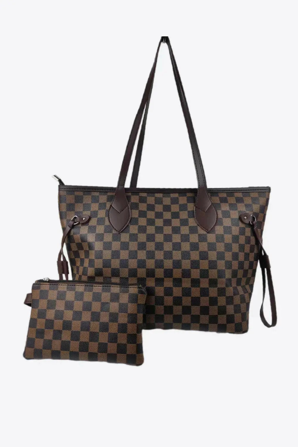 Checkered PVC Two-Piece Bag Set - Tote Bag by Trendsi | Available at Handbags Specialist Headquarter