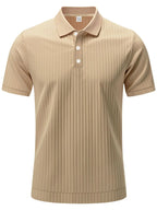 Men's Full Size Ribbed Short Sleeve Polo Plus Size - Men's Polo shirt by Trendsi | Available at Handbags Specialist Headquarter