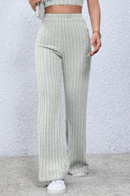 Basic Bae Full Size Ribbed High Waist Flare Pants - Women Pants by Trendsi | Available at Handbags Specialist Headquarter