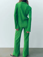 Texture Long Sleeve Top and Pants Lounge Set - Sleepwear by Trendsi | Available at Handbags Specialist Headquarter