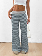 Striped Wide Leg Pants - Women Pants by Trendsi | Available at Handbags Specialist Headquarter