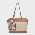 PU Leather Tied Contrast Tote Bag - Tote Bag by Trendsi | Available at Handbags Specialist Headquarter