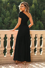One-Shoulder Ruched Maxi Dress - Maxi Dress by Trendsi | Available at Handbags Specialist Headquarter