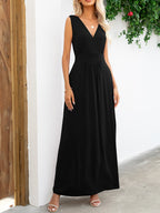 Surplice Neck Sleeveless Maxi Dress - Maxi Dress by Trendsi | Available at Handbags Specialist Headquarter