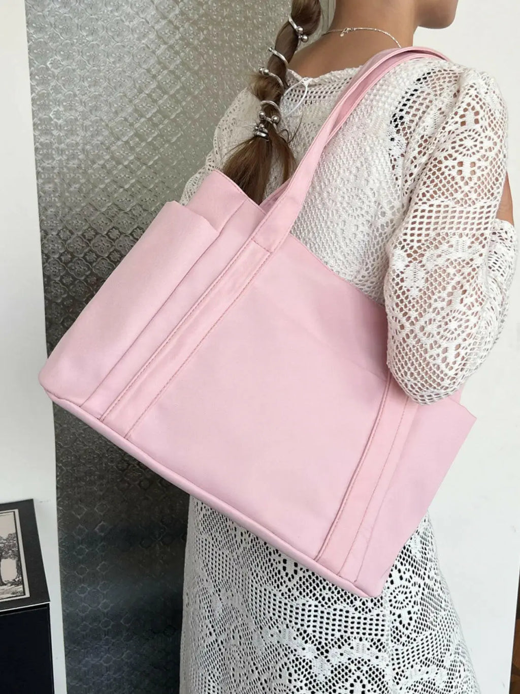 Oxford Cloth Tote Bag with Zipper - Tote Bag by Trendsi | Available at Handbags Specialist Headquarter