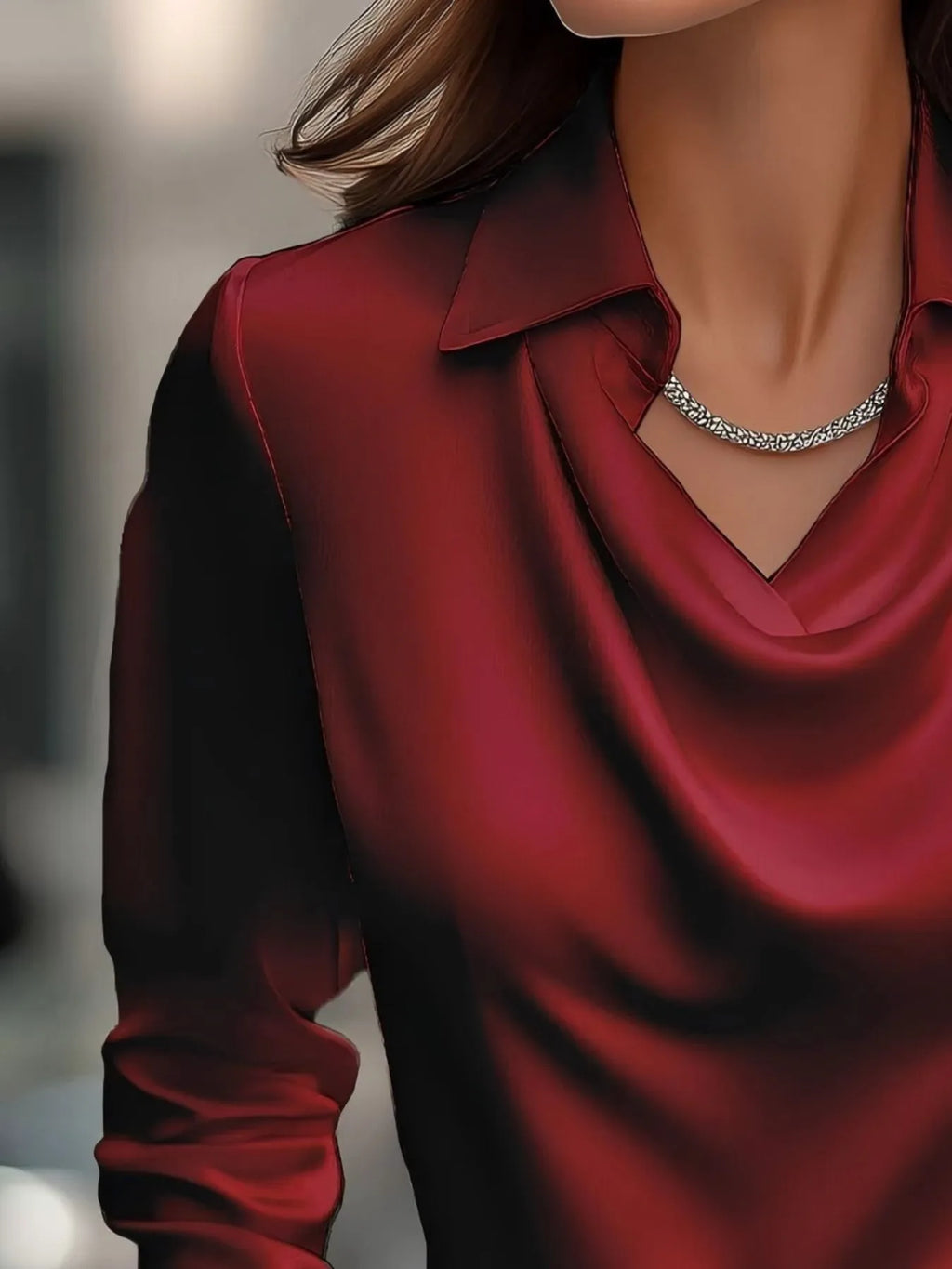 Full Size Long Sleeve Blouse with Collar Plus Size - Tops by Trendsi | Available at Handbags Specialist Headquarter