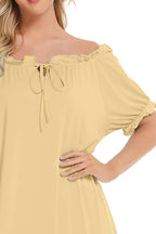 Lace Detail Short Sleeve Lounge Dress - Sleepwear by Trendsi | Available at Handbags Specialist Headquarter