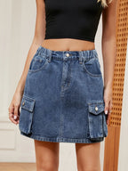 High Waist Denim Skirt - Skirts by Trendsi | Available at Handbags Specialist Headquarter