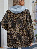 Oversized Button Up Denim Jacket with Hood - Tops by Trendsi | Available at Handbags Specialist Headquarter