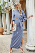 Cutout Split Puff Sleeve Maxi Dress - Maxi Dress by Trendsi | Available at Handbags Specialist Headquarter