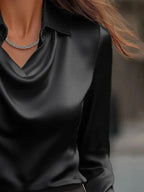 Full Size Long Sleeve Blouse with Collar Plus Size - Tops by Trendsi | Available at Handbags Specialist Headquarter