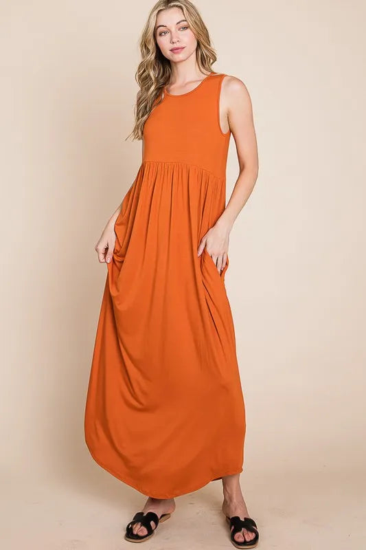 BOMBOM Sleeveless Maxi Dress with Pockets - Maxi Dress by Trendsi | Available at Handbags Specialist Headquarter