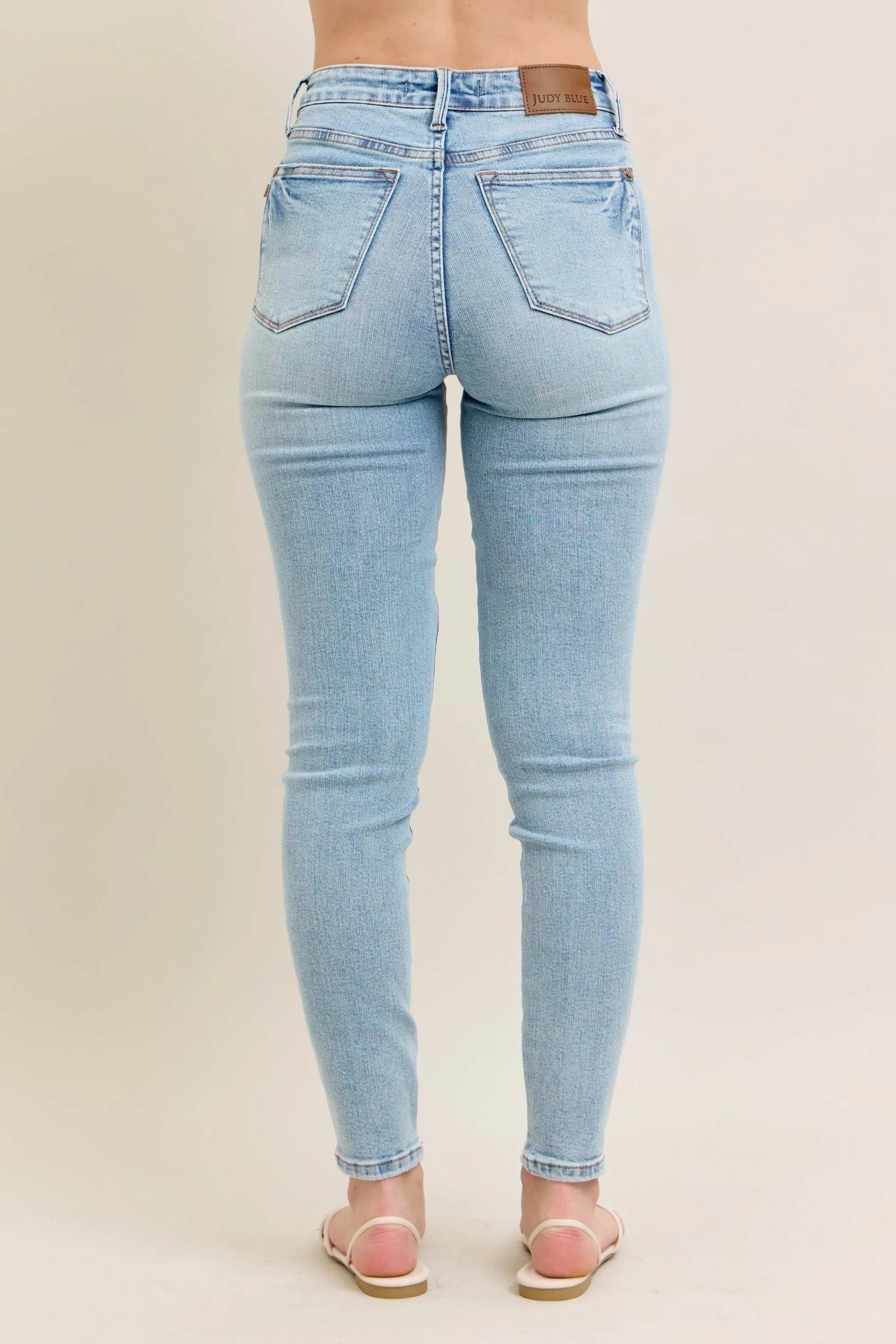 Judy Blue Full Size Mr Tummy Control Vintage Wash Skinny Jeans Plus Size - Women / Jeans & Denim by Trendsi | Available at Handbags Specialist Headquarter