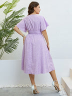 Honey Plus Size Printed Smocked Waist Surplice Dress - Dresses by Trendsi | Available at Handbags Specialist Headquarter