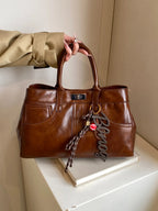 PU Leather Handbag with Pendant - Tote Bag by Trendsi | Available at Handbags Specialist Headquarter