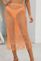 Fringe Openwork High Waist Swim Skirt -  by Trendsi | Available at Handbags Specialist Headquarter