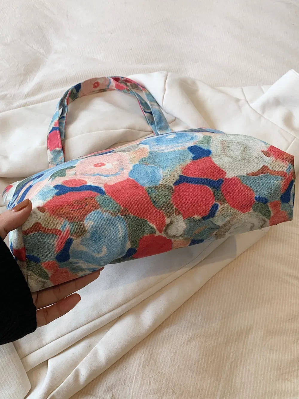 Printed Canvas Handbag with Zipper - Handbags by Trendsi | Available at Handbags Specialist Headquarter