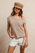 BiBi One Side Off Shoulder Knit Top - Tops by Trendsi | Available at Handbags Specialist Headquarter