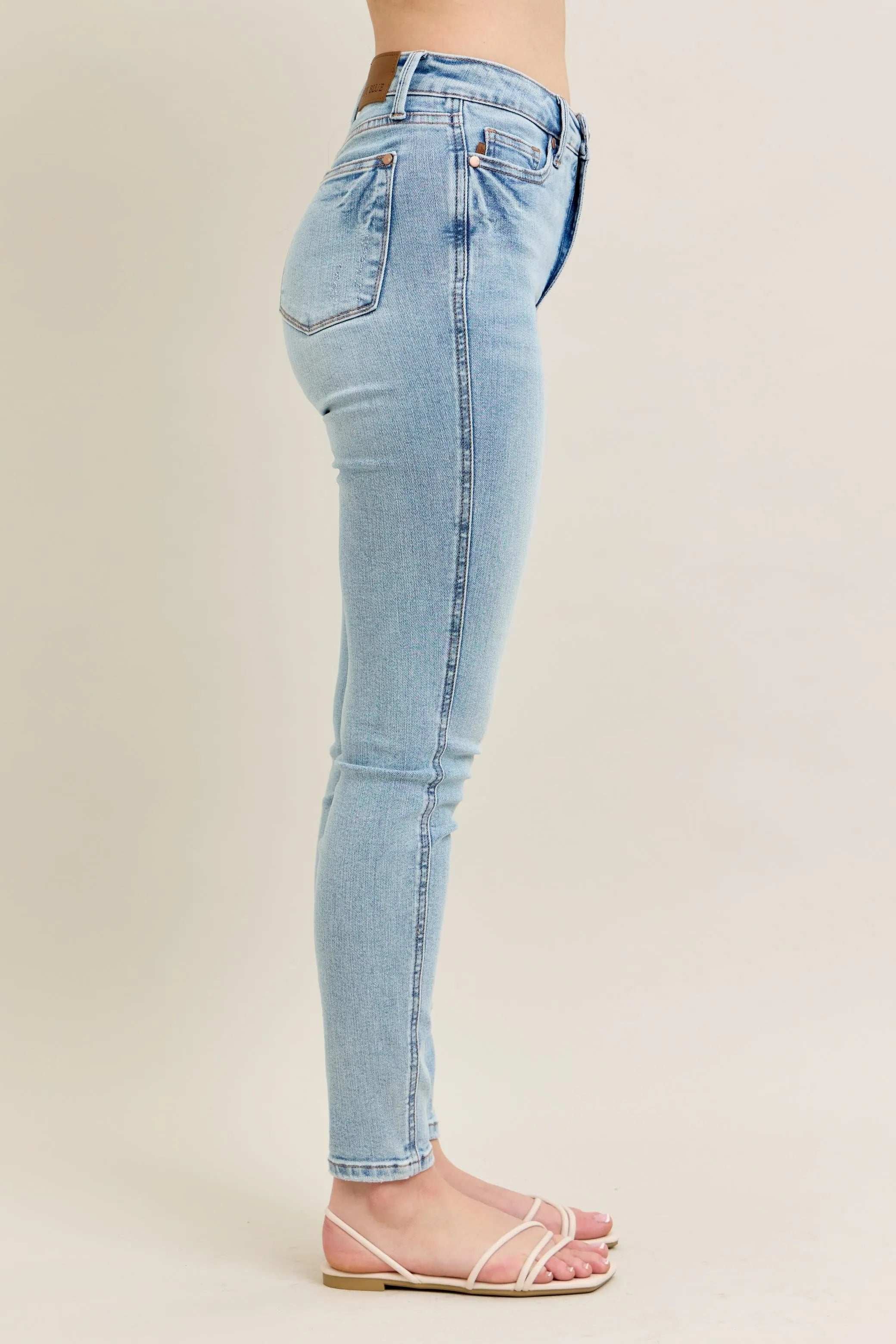 Judy Blue Full Size Mr Tummy Control Vintage Wash Skinny Jeans Plus Size - Women / Jeans & Denim by Trendsi | Available at Handbags Specialist Headquarter