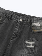 Men's Full Size Distressed Denim Jeans with Camo Patchwork Detailing Plus Size - Women / Jeans & Denim by Trendsi | Available at Handbags Specialist Headquarter