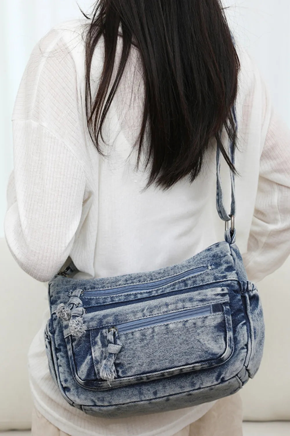 Adjustable Strap Denim Crossbody Bag - Handbags by Trendsi | Available at Handbags Specialist Headquarter