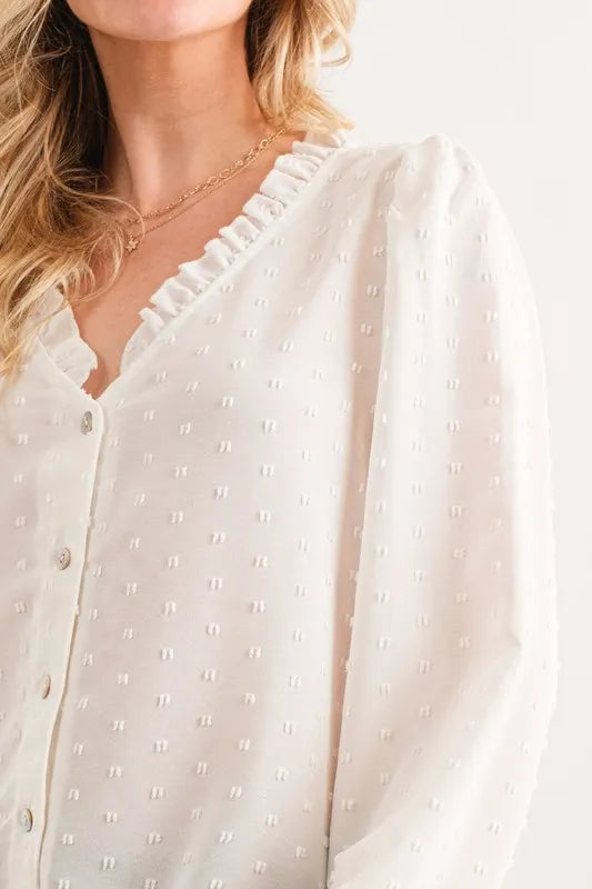 And The Why Polka Dot Ruffle Detailed Blouse Top - Women / Tops by Trendsi | Available at Handbags Specialist Headquarter