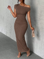 Asymmetrical One Shoulder Bodycon Maxi Dress - Maxi Dress by Trendsi | Available at Handbags Specialist Headquarter
