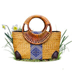 Vintage handmade straw handbag