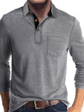 Men's Full Size Long Sleeve Pocket Polo Shirt Plus Size - Men's Polo shirt by Trendsi | Available at Handbags Specialist Headquarter