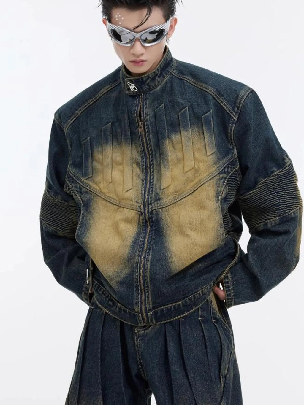 Men's Zip Up Long Sleeve Denim Jacket - Men's jackets by Trendsi | Available at Handbags Specialist Headquarter