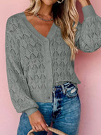 Buttoned Front Openwork Cardigan - Tops by Trendsi | Available at Handbags Specialist Headquarter