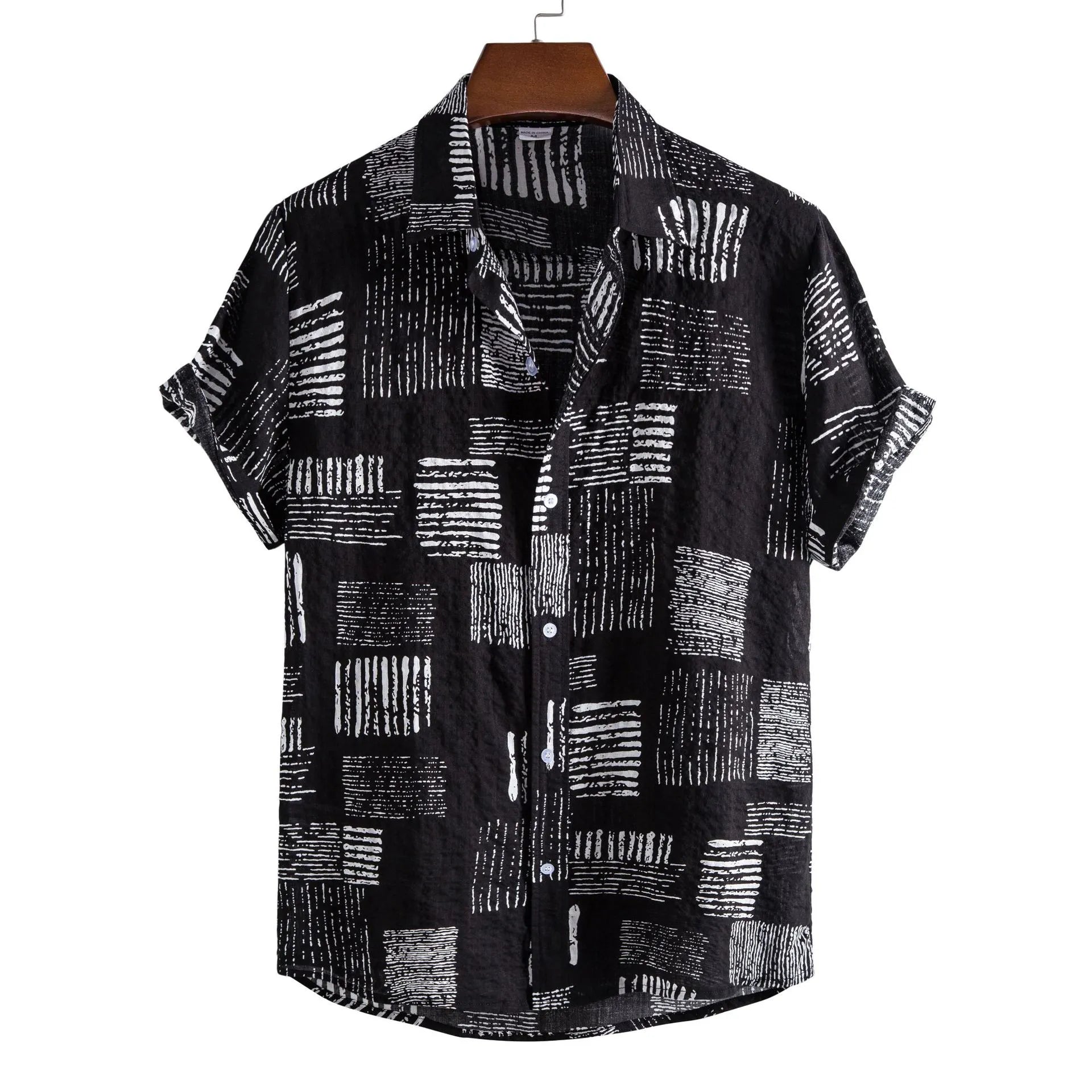 Men's Plus Size Casual Printed Short Sleeve Shirt - mens-shirts by Trendsi | Available at Handbags Specialist Headquarter