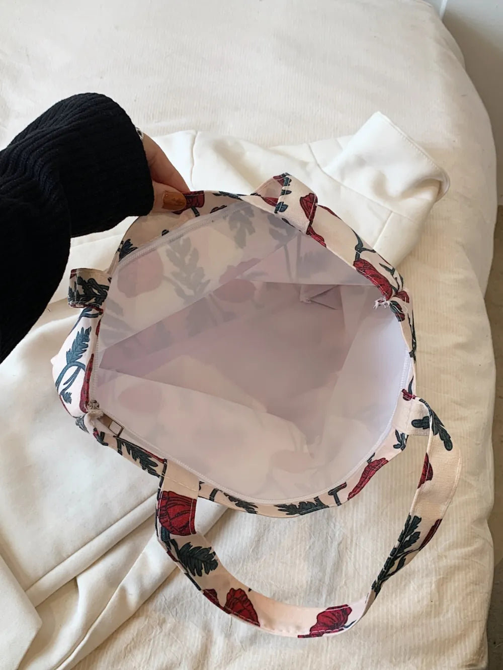 Printed Canvas Handbag with Zipper - Handbags by Trendsi | Available at Handbags Specialist Headquarter