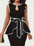 Plus Size Cutout Contrast Sleeveless Dress - Dresses by Trendsi | Available at Handbags Specialist Headquarter