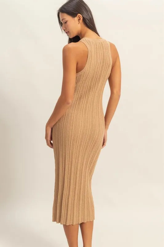 HYFVE Round Neck Bodycon Ribbed Knit Dress - Maxi Dress by Trendsi | Available at Handbags Specialist Headquarter