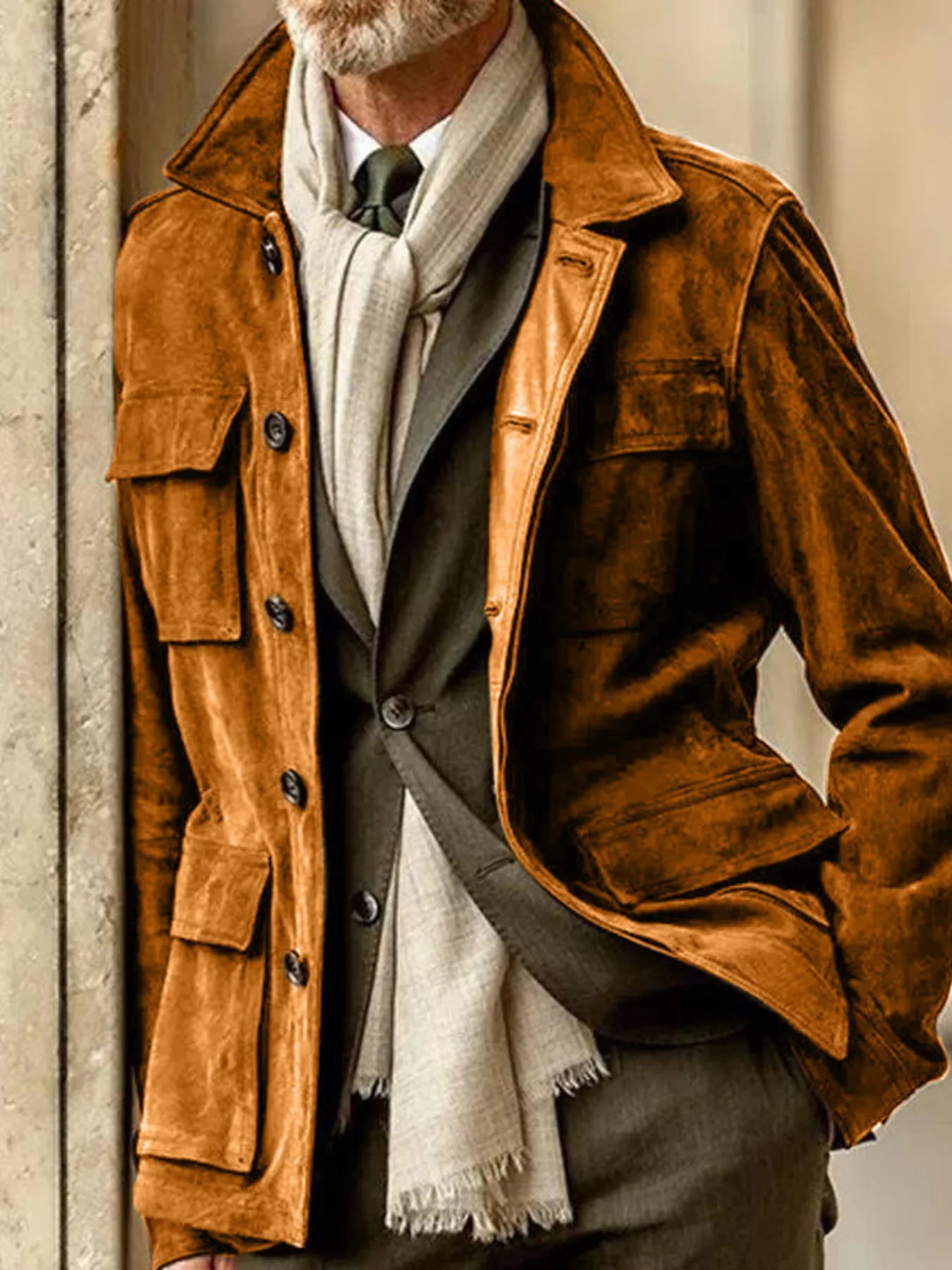 Men's Full Size Button Up Long Sleeve Jacket Plus Size - Men's jackets by Trendsi | Available at Handbags Specialist Headquarter