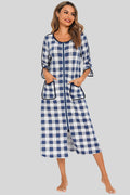 Round Neck Three-Quarter Sleeve Midi Night Dress - Sleepwear by Trendsi | Available at Handbags Specialist Headquarter