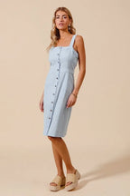 SO ME Button Down Pocket Front Pinafore Dress - Women / Jeans & Denim by Trendsi | Available at Handbags Specialist Headquarter