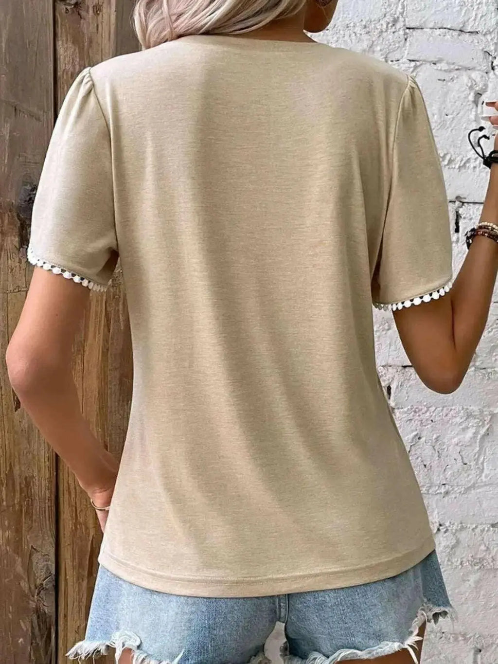 Full Size Round Neck Petal Sleeve Blouse Plus Size - Women Tops by Trendsi | Available at Handbags Specialist Headquarter