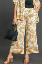 Umgee Full Size Tropical Print Wide Leg Pants Plus Size - Dresses by Trendsi | Available at Handbags Specialist Headquarter