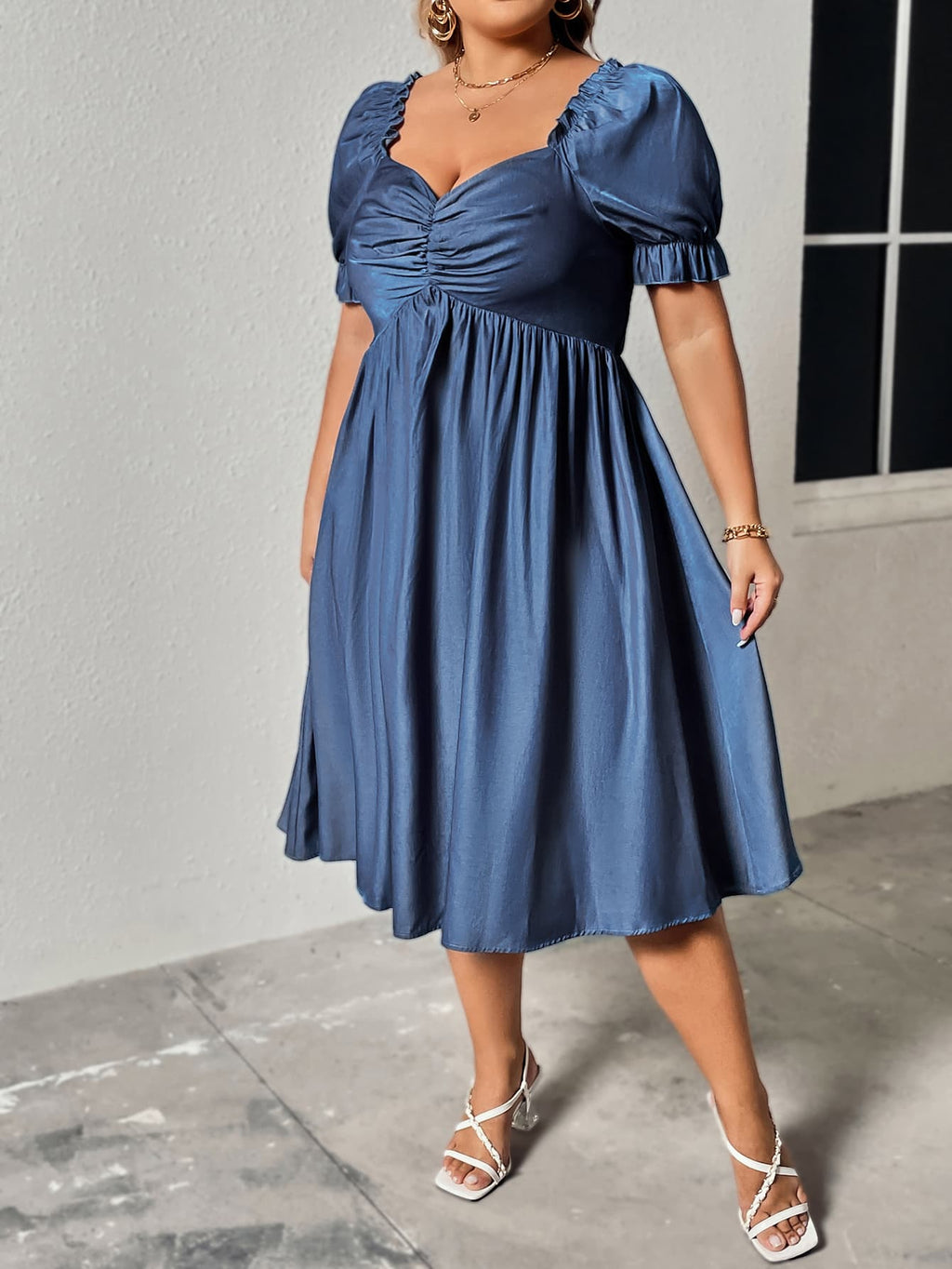 Honey Plus Size Ruched Sweetheart Neck Dress - Dresses by Trendsi | Available at Handbags Specialist Headquarter
