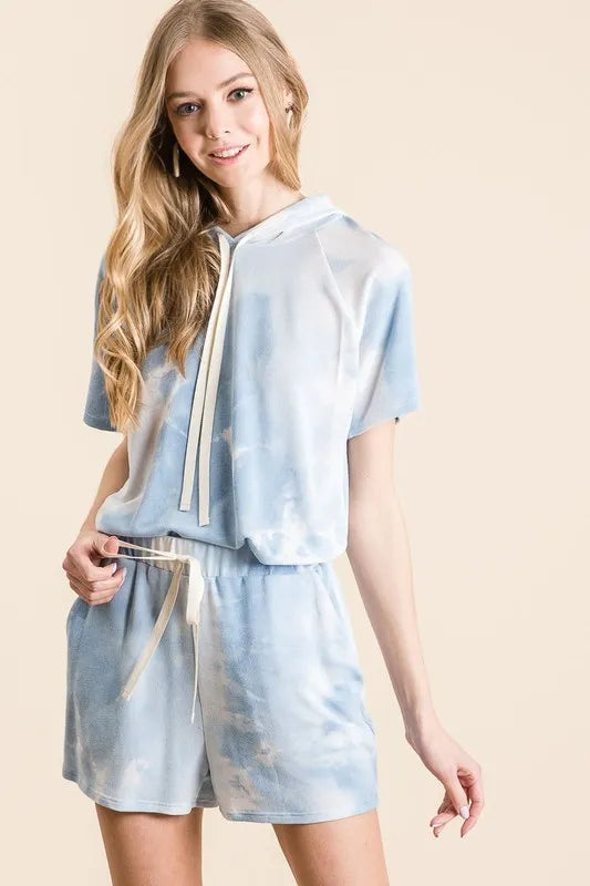 BiBi Tie Dye French Terry Hoodie Top and Bottom Set -  by Trendsi | Available at Handbags Specialist Headquarter