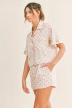 MABLE Polka Dot Collar Crop Top and Short Lounge Set - Sleepwear by Trendsi | Available at Handbags Specialist Headquarter