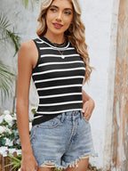 Striped Round Neck Tank - Tops by Trendsi | Available at Handbags Specialist Headquarter