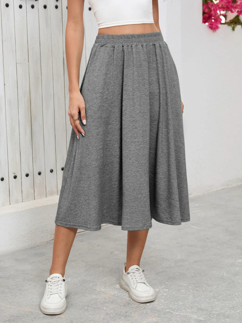 Elastic Waist Skirt With Pockets - Skirts by Trendsi | Available at Handbags Specialist Headquarter