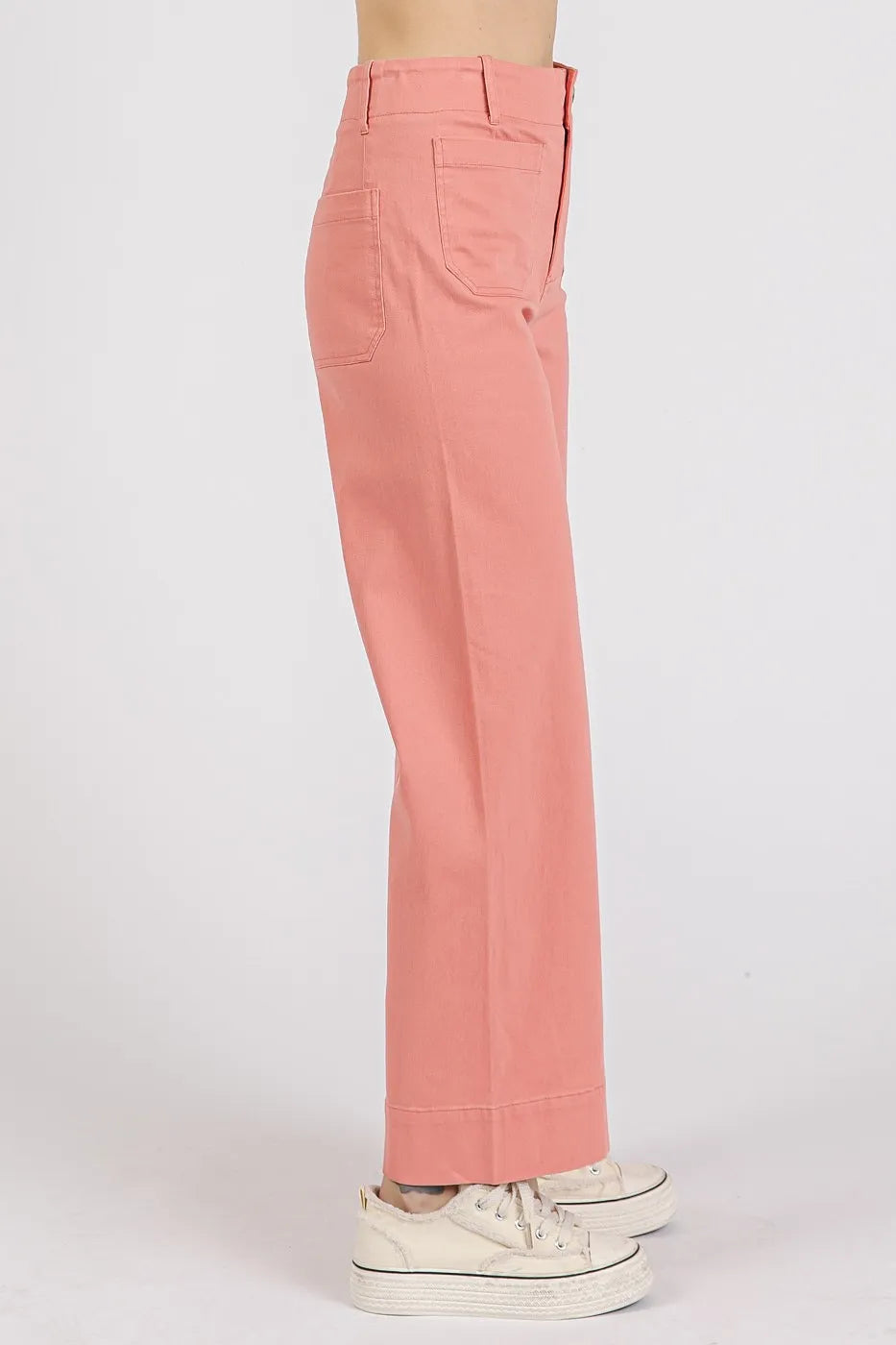 Mittoshop Twill Patch Pocket High Rise Wide Leg Pants - Women Pants by Trendsi | Available at Handbags Specialist Headquarter