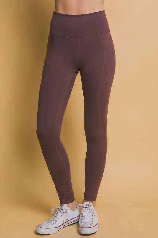 Love Tree High Waist Leggings with Side Pockets - Leggings by Trendsi | Available at Handbags Specialist Headquarter