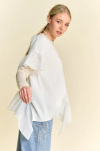 Davi & Dani Waffle Knit Bodice Ruffle Bottom Detail Top -  by Trendsi | Available at Handbags Specialist Headquarter